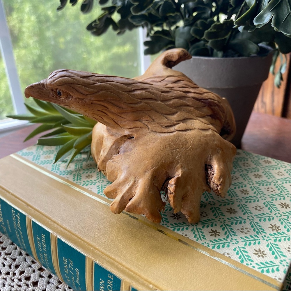 Vintage Wooden Burl Eagle Sculpture EUC - Picture 4 of 10